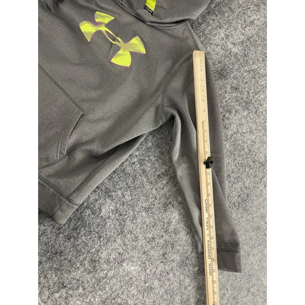 Under Armour Hoodie Boys XL Gray Big Logo Storm Pullover Sweater Sweatshirt N67